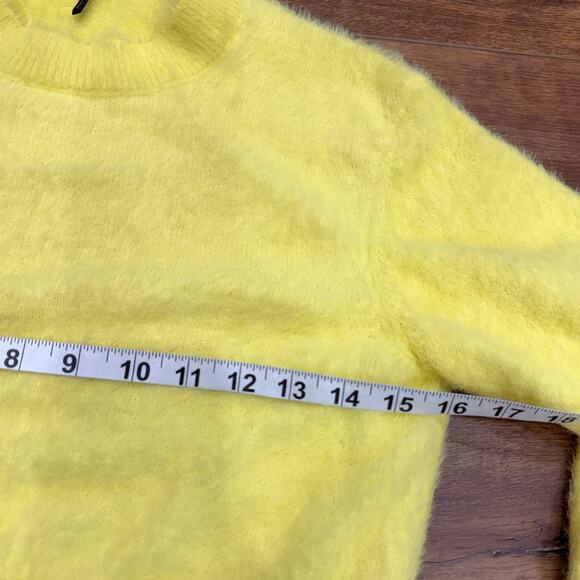 Maje Fuzzy Textured Crewneck Sweater in Soft Yellow Size 1 (Small) - Picture 11 of 11
